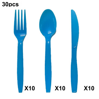 30db/készlet Műanyag evőeszköz Kanalak Villák Kés Evőeszközök Többször használható műanyag étkészlet Fekete Fehér Piros Lila Sárga Arany Rózsaszín Zöld
