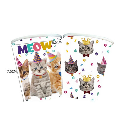 Kućni ljubimci Tema Mačke Sretan rođendan Dekoracija Posuđe Papirnata čaša Tanjur Salveta Balon Party Slatka mačka Pribor za tuširanje djeteta