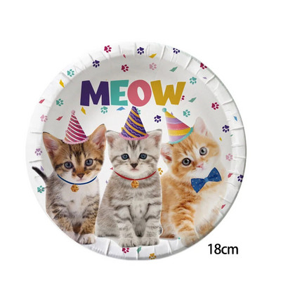 Kućni ljubimci Tema Mačke Sretan rođendan Dekoracija Posuđe Papirnata čaša Tanjur Salveta Balon Party Slatka mačka Pribor za tuširanje djeteta