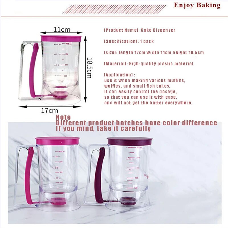 Nauji 900 ml tešlos dozatoriai Miltų pastos dozatorius, skirtas blynams sausainiams, pyragaičiams, pyragams, bandeliams, grietinėlės tešlos dozatorius