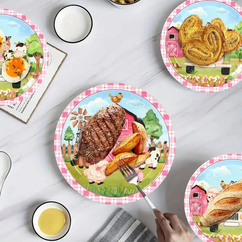 Domaće životinje Jednokratno posuđe Papirnati tanjur Šalica Krava Piletina Rođendanska zabava Dekoracije za dječju zabavu na temu farme Dekoracije za tuširanje djeteta