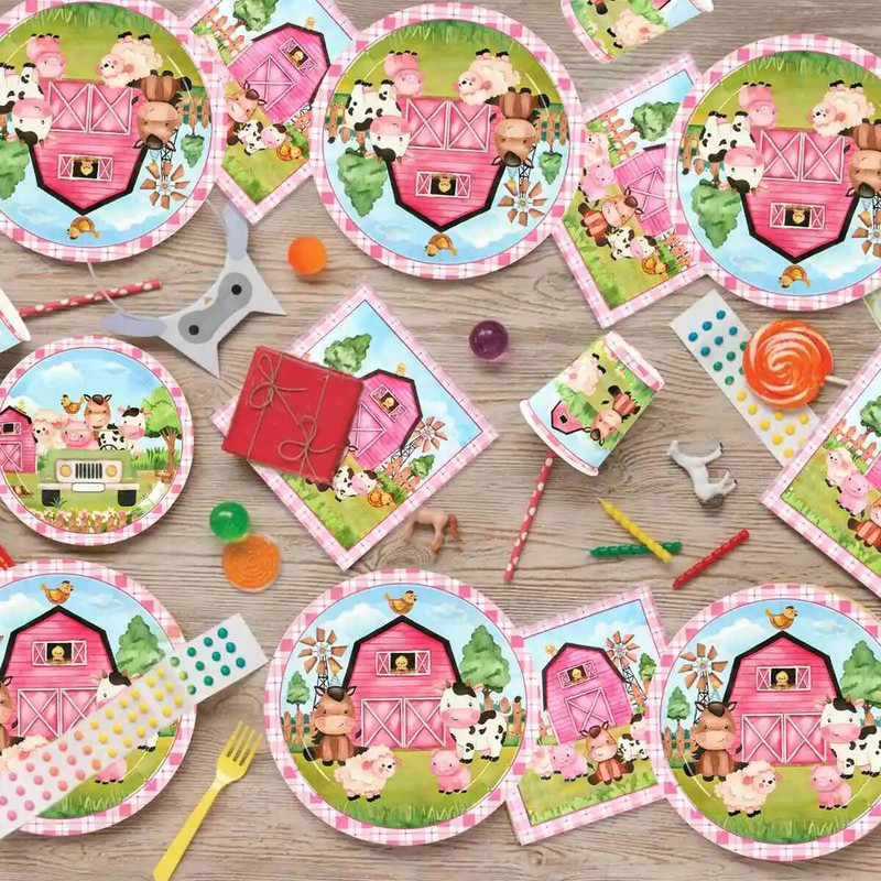 Domaće životinje Jednokratno posuđe Papirnati tanjur Šalica Krava Piletina Rođendanska zabava Dekoracije za dječju zabavu na temu farme Dekoracije za tuširanje djeteta