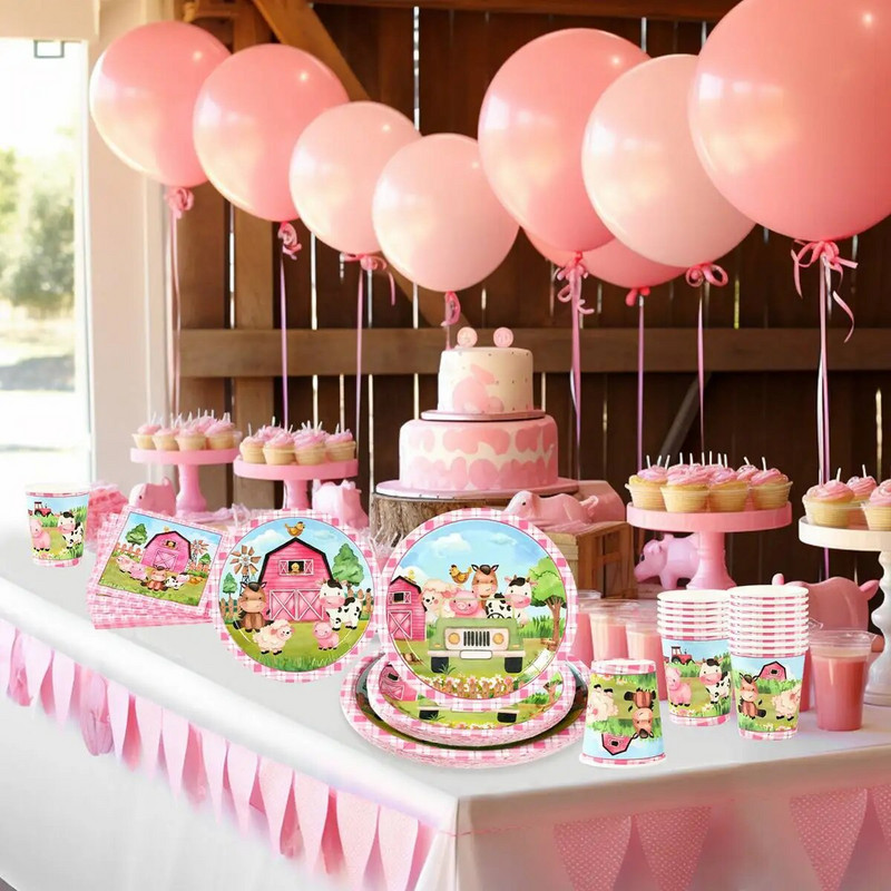 Domaće životinje Jednokratno posuđe Papirnati tanjur Šalica Krava Piletina Rođendanska zabava Dekoracije za dječju zabavu na temu farme Dekoracije za tuširanje djeteta