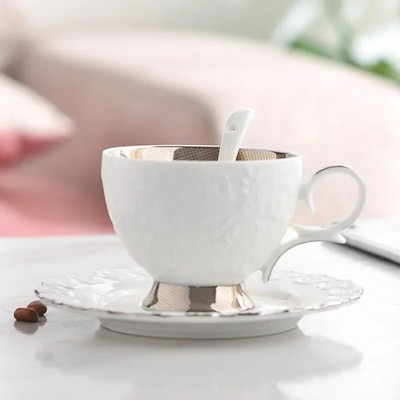 Keramikas krūzes un apakštasītes Kafijas krūzīšu komplekts Kontinentālās tējas komplekts Kafijas tase vienkrāsains angļu pēcpusdienas tējas krūzīšu komplekts