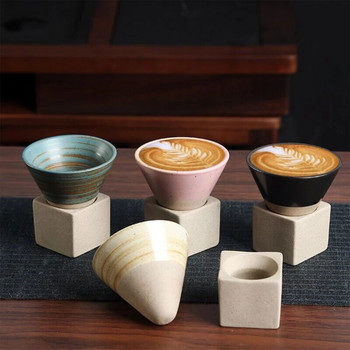 Керамични чаши за кафе Груба керамика Чаша за чай Японско лате Pull Flower Порцеланова чаша Чаши за кафе с основа за кухненски бар
