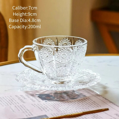 Nordijska šalica za kavu i tanjur Retro reljefne šalice za čaše za kavu Kućna šalica za vodu Čaša za kavu Čaša za kavu Set staklenih šalica za čaj Dodaci za kafić