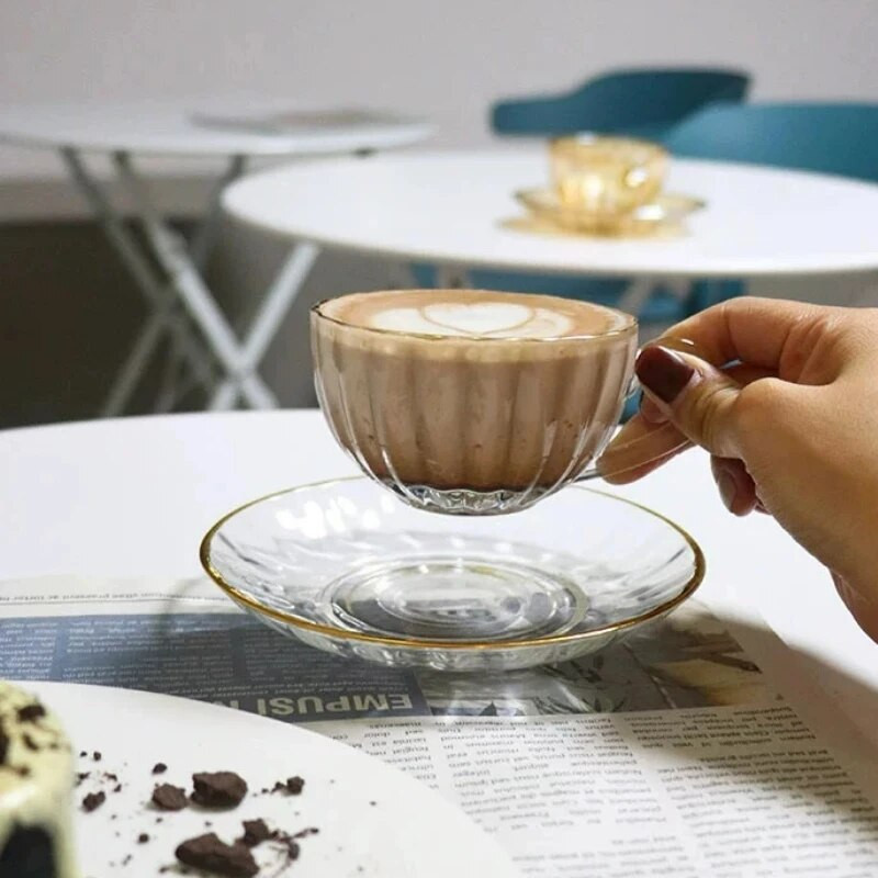 Šalice za kavu u nordijskom stilu Kreativne prugaste čaše Set šalica i tanjurića Ručno kuhana šalica za kavu Pribor za kavu Posuđe Alati