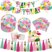 Flamingo Hawaii Luau Party Decoration Balon Bunting Banner Hawaiian Summer Tropical Party Supplies Wedding Birthday Party Deco