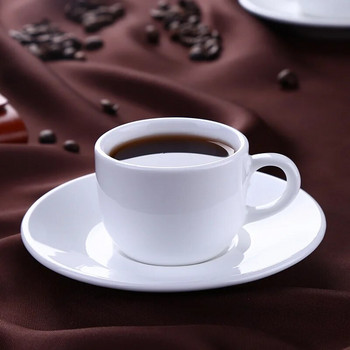 70ml Μικρής χωρητικότητας καθαρό λευκό φλιτζάνι καφέ και πιατάκι σετ ιταλικής κούπας ESPRESSO SHOT Bistro Coffee Tazas Para Espressotasse Kopjes