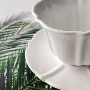 Nordic Style Bone China Coffee Cup, Σετ πιατάκι, Elegant White Porcelain Απογευματινό φλιτζάνι τσαγιού, Home Cafe Κεραμική κούπα καφέ, 250ml