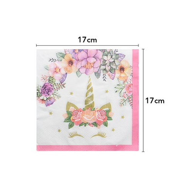 Slatki jednorog Tema rođendanskih ukrasa za zabavu Jednokratno posuđe Papirnate salvete Šalice Tanjuri Stolnjaci Slama