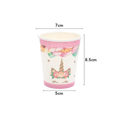 Slatki jednorog Tema rođendanskih ukrasa za zabavu Jednokratno posuđe Papirnate salvete Šalice Tanjuri Stolnjaci Slama