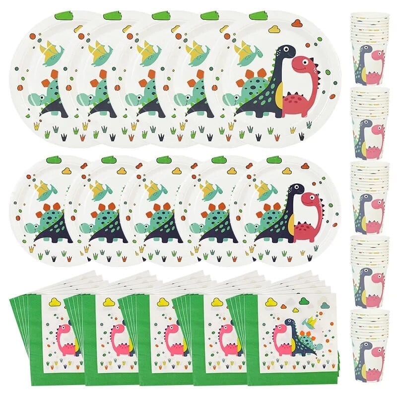 Dzsungel dinoszaurusz party dekoráció papírtányérok poharak szalvéták eldobható étkészlet gyerekek fiú babazuhany születésnapi buli kellékek