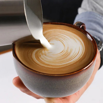 Европейска керамична чаша за кафе Latte Espresso с комплект чинийки Порцеланова модна чаша с глазура за пещ за мляко Обикновена домакинска посуда за кафе