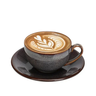 Europska keramička šalica za latte espresso kavu s tanjurićem Porculanska modna glazura za glazuru u pećnici Jednostavno posuđe za piće u domaćinstvu
