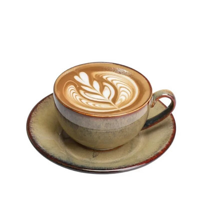 Europska keramička šalica za latte espresso kavu s tanjurićem Porculanska modna glazura za glazuru u pećnici Jednostavno posuđe za piće u domaćinstvu
