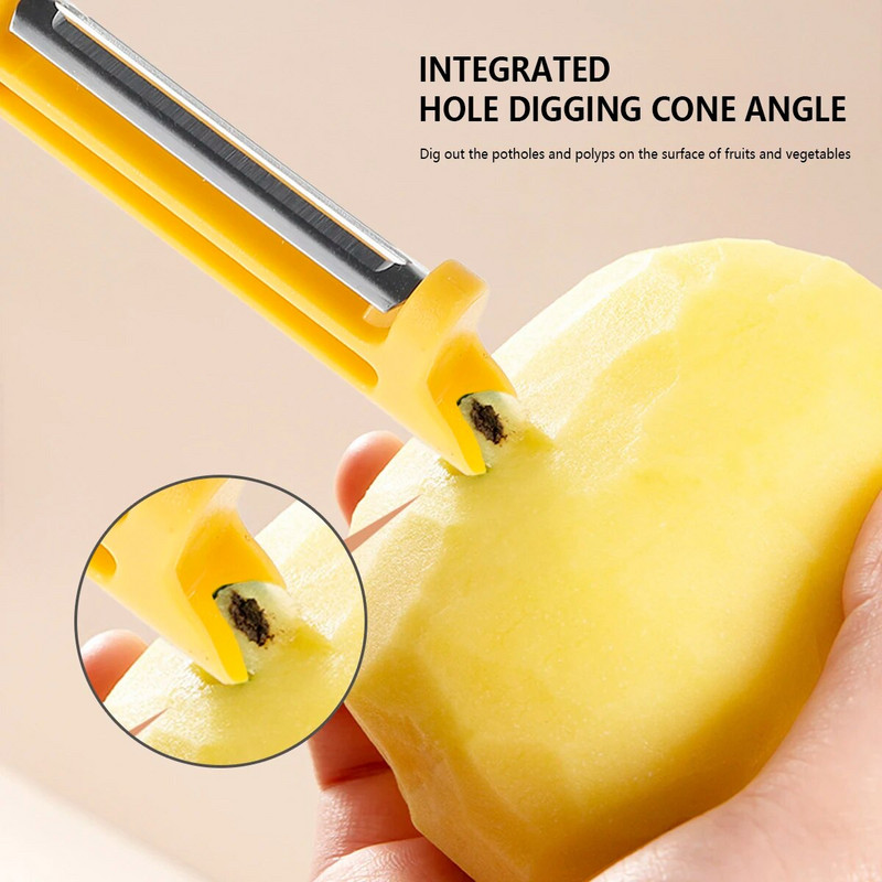 2-ühes puu-köögiviljade puhastuspintsel Köögi multifunktsionaalne puu-köögiviljahari koos koorijaga Köögiviljade pesuharja purustamise tööriist