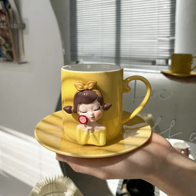 Mielas animacinis mergaitės keramikinis puodelis popietės arbatos pieno kavos puodelis Creative Home Pusryčių sultys Avižų puodelis gėrimų rinkinys mergaitės gimtadienio dovana