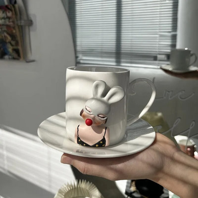 Mielas animacinis mergaitės keramikinis puodelis popietės arbatos pieno kavos puodelis Creative Home Pusryčių sultys Avižų puodelis gėrimų rinkinys mergaitės gimtadienio dovana