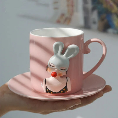 Mielas animacinis mergaitės keramikinis puodelis popietės arbatos pieno kavos puodelis Creative Home Pusryčių sultys Avižų puodelis gėrimų rinkinys mergaitės gimtadienio dovana