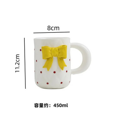 Bow Keraminis kavos puodelių indų rinkinys Išskirtinis mergaičių popietės arbata Kava Latte Latte puodelis Namų pusryčiai Pienas Gėrimas Puodelis Gimtadienio dovana