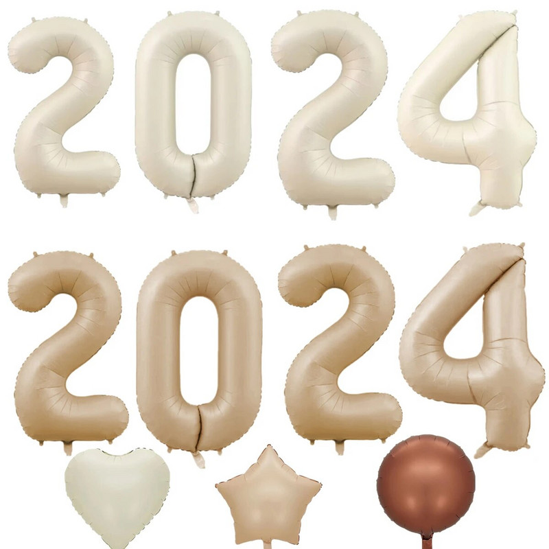 32/40 colių kreminės spalvos numerio balionai 1–9 dideli skaitmeninės folijos helio rutuliukai mergaitėms, suaugusiems, gimtadienio šventės dekoravimo vestuvėms