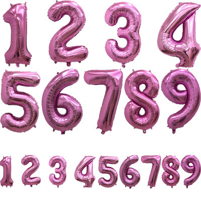 32-инчов розов балон с числа Тема Парти номер Балони Стил Деца Детски парти Консумативи Baby Shower Party Decor