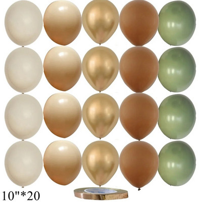 15/20 tk 10-tollised õhupallid Vintage Retro Khaki karamelli õhupallikomplekt pulma-aastapäevaks sünnipäevapeo kaunistamiseks isetegemise tarvikud