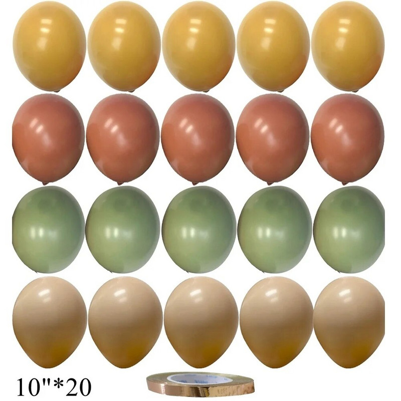 15/20 tk 10-tollised õhupallid Vintage Retro Khaki karamelli õhupallikomplekt pulma-aastapäevaks sünnipäevapeo kaunistamiseks isetegemise tarvikud