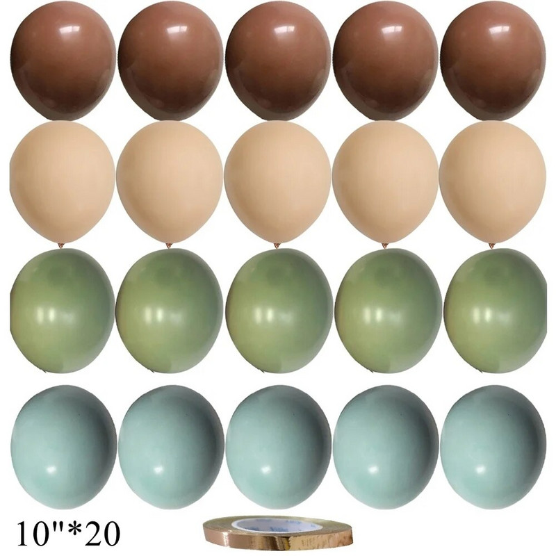 15/20 tk 10-tollised õhupallid Vintage Retro Khaki karamelli õhupallikomplekt pulma-aastapäevaks sünnipäevapeo kaunistamiseks isetegemise tarvikud