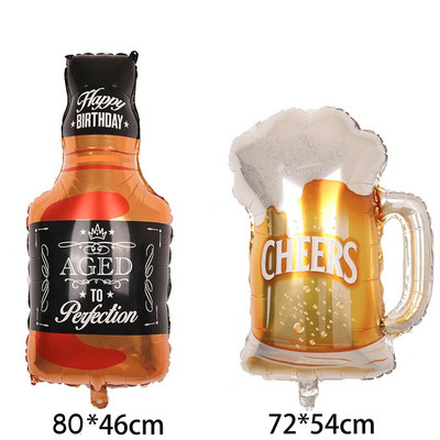 Naujųjų metų stiliaus dideli folijos balionai Viskis Alus Šampanas Suaugusiųjų vestuvių gimtadienis Vestuvių balionų papuošimai Nuotraukų rekvizitai
