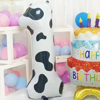 40-инчов балон с крава ферма Голям балон с щампа на крава с номера 0 1 2 3 4 5 6 7 8 9 Фигурки Фолиев балон Детски играчки за украса за рожден ден
