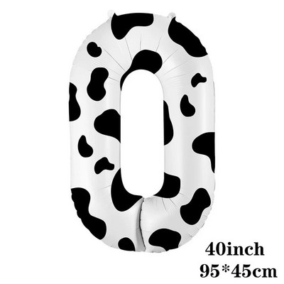 40-инчов балон с крава ферма Голям балон с щампа на крава с номера 0 1 2 3 4 5 6 7 8 9 Фигурки Фолиев балон Детски играчки за украса за рожден ден