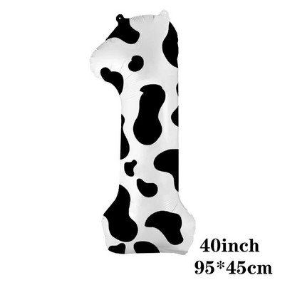 40-инчов балон с крава ферма Голям балон с щампа на крава с номера 0 1 2 3 4 5 6 7 8 9 Фигурки Фолиев балон Детски играчки за украса за рожден ден