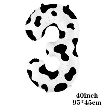 40-инчов балон с крава ферма Голям балон с щампа на крава с номера 0 1 2 3 4 5 6 7 8 9 Фигурки Фолиев балон Детски играчки за украса за рожден ден