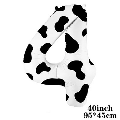 40-инчов балон с крава ферма Голям балон с щампа на крава с номера 0 1 2 3 4 5 6 7 8 9 Фигурки Фолиев балон Детски играчки за украса за рожден ден