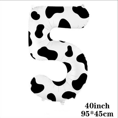 40-инчов балон с крава ферма Голям балон с щампа на крава с номера 0 1 2 3 4 5 6 7 8 9 Фигурки Фолиев балон Детски играчки за украса за рожден ден