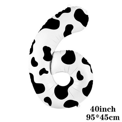 40-инчов балон с крава ферма Голям балон с щампа на крава с номера 0 1 2 3 4 5 6 7 8 9 Фигурки Фолиев балон Детски играчки за украса за рожден ден