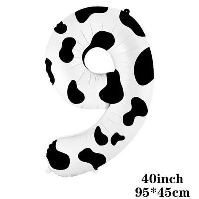40-инчов балон с крава ферма Голям балон с щампа на крава с номера 0 1 2 3 4 5 6 7 8 9 Фигурки Фолиев балон Детски играчки за украса за рожден ден