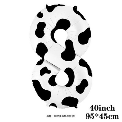 40-инчов балон с крава ферма Голям балон с щампа на крава с номера 0 1 2 3 4 5 6 7 8 9 Фигурки Фолиев балон Детски играчки за украса за рожден ден