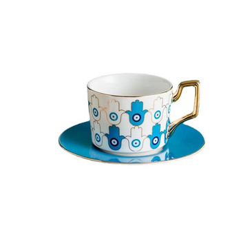 Hamsa Hand of Fatima Evil Blue Eye Турска керамична чаша за кафе Комплект чинийки Следобеден чай Кухня Творчески подаръци