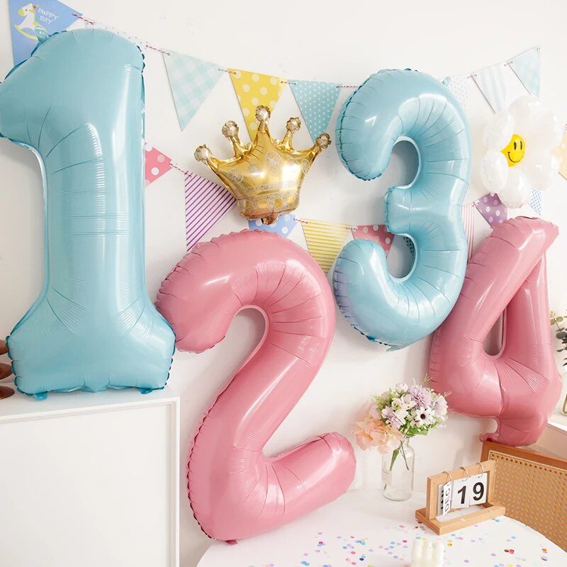 32 colių kūdikių mėlynos rožinės folijos numerio balionas 0 1 2 3 4 5 6 7 8 9 Gimtadienio vakarėlis Baby Shower Vestuvių dekoravimo festivalio balionas