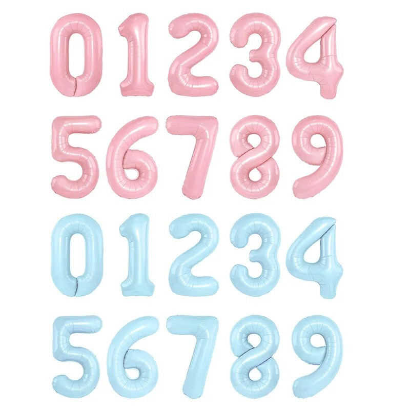 32 colių kūdikių mėlynos rožinės folijos numerio balionas 0 1 2 3 4 5 6 7 8 9 Gimtadienio vakarėlis Baby Shower Vestuvių dekoravimo festivalio balionas