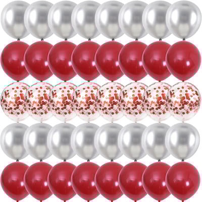 40PCS 10-инчови нар червени конфети, латексови балони, сватбени глобуси, рожден ден, бебешки душ, къща, парти Декорации за Свети Валентин