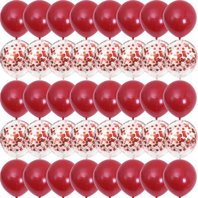 40PCS 10-инчови нар червени конфети, латексови балони, сватбени глобуси, рожден ден, бебешки душ, къща, парти Декорации за Свети Валентин