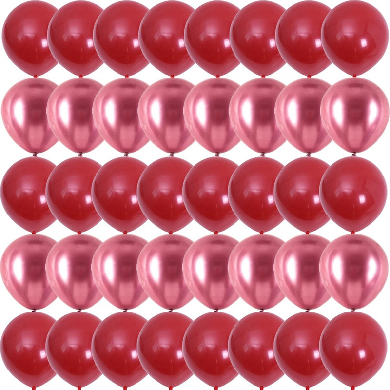 40PCS 10-инчови нар червени конфети, латексови балони, сватбени глобуси, рожден ден, бебешки душ, къща, парти Декорации за Свети Валентин