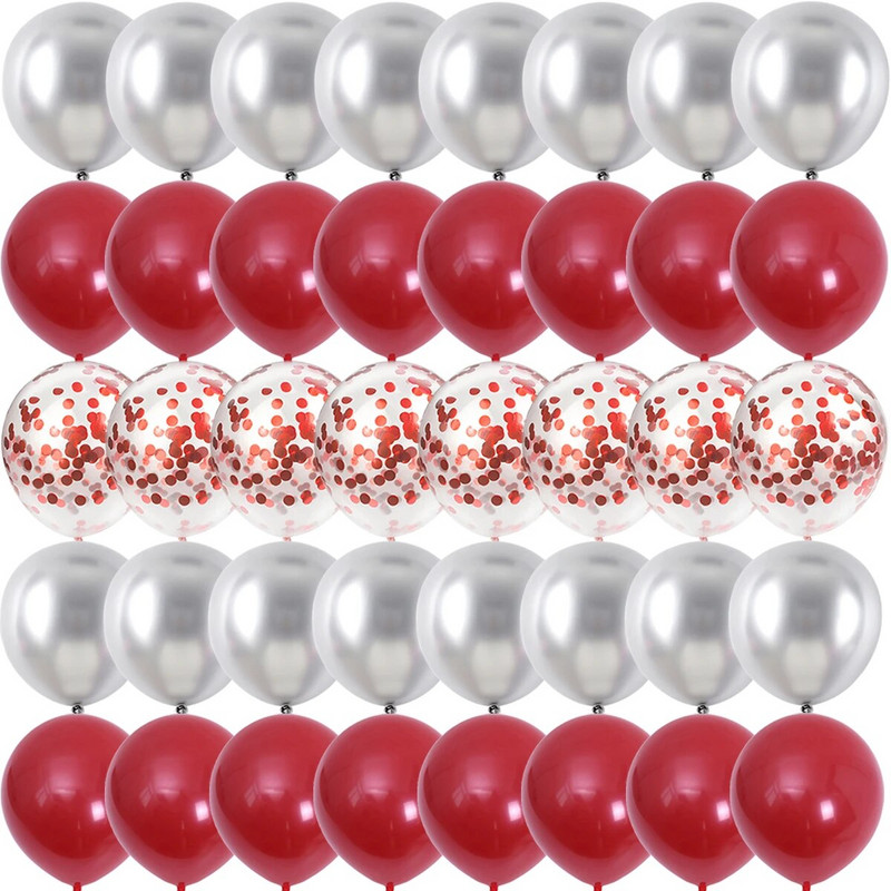 40PCS 10-инчови нар червени конфети, латексови балони, сватбени глобуси, рожден ден, бебешки душ, къща, парти Декорации за Свети Валентин