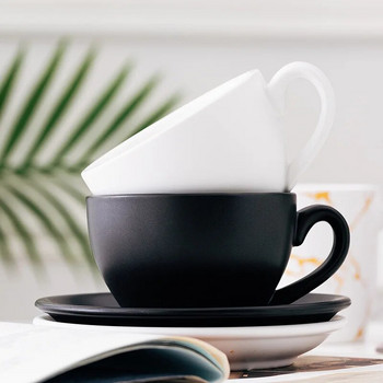 Комплект чаша за кафе и чинийка от черна керамика Професионална чаша за дегустация на еспресо от костен Китай Арабика Турция Капуцино Стъклен костюм за кафе