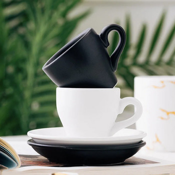 Комплект чаша за кафе и чинийка от черна керамика Професионална чаша за дегустация на еспресо от костен Китай Арабика Турция Капуцино Стъклен костюм за кафе