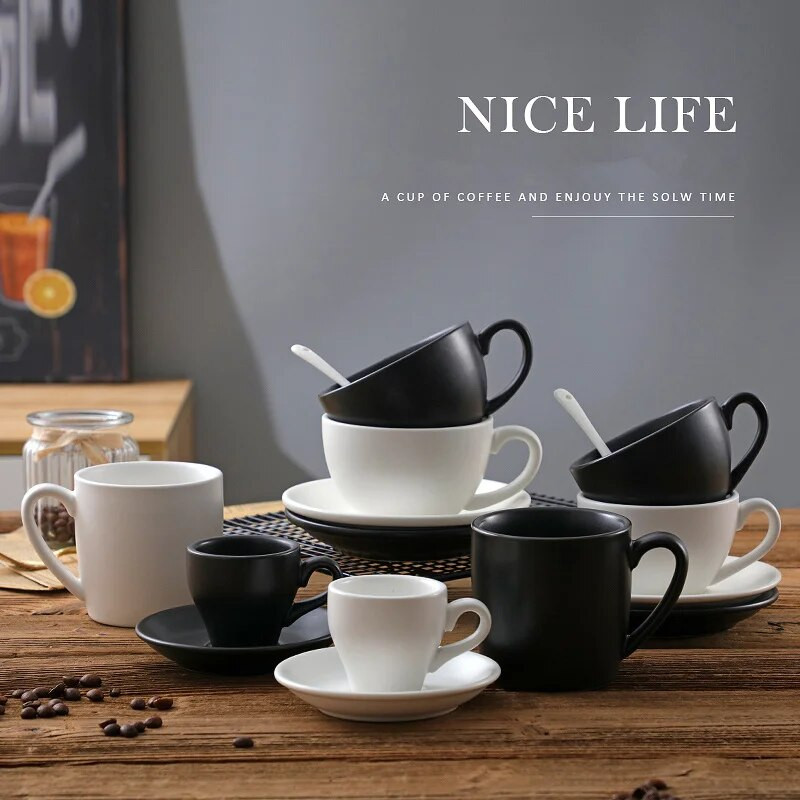 Šalica za kavu i tanjurić od crne keramike Profesionalna šalica za espresso od koštanog porcela Čaša za kavu Arabica Turska Capucino Staklo